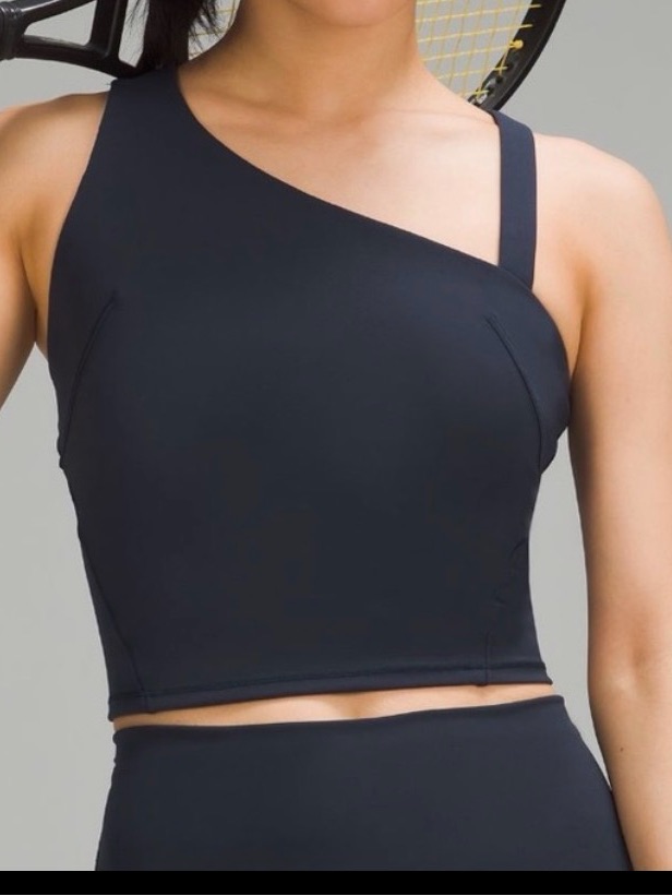 Lululemon Athletica Black/Blue Asymmetric One-Shoulder Tank